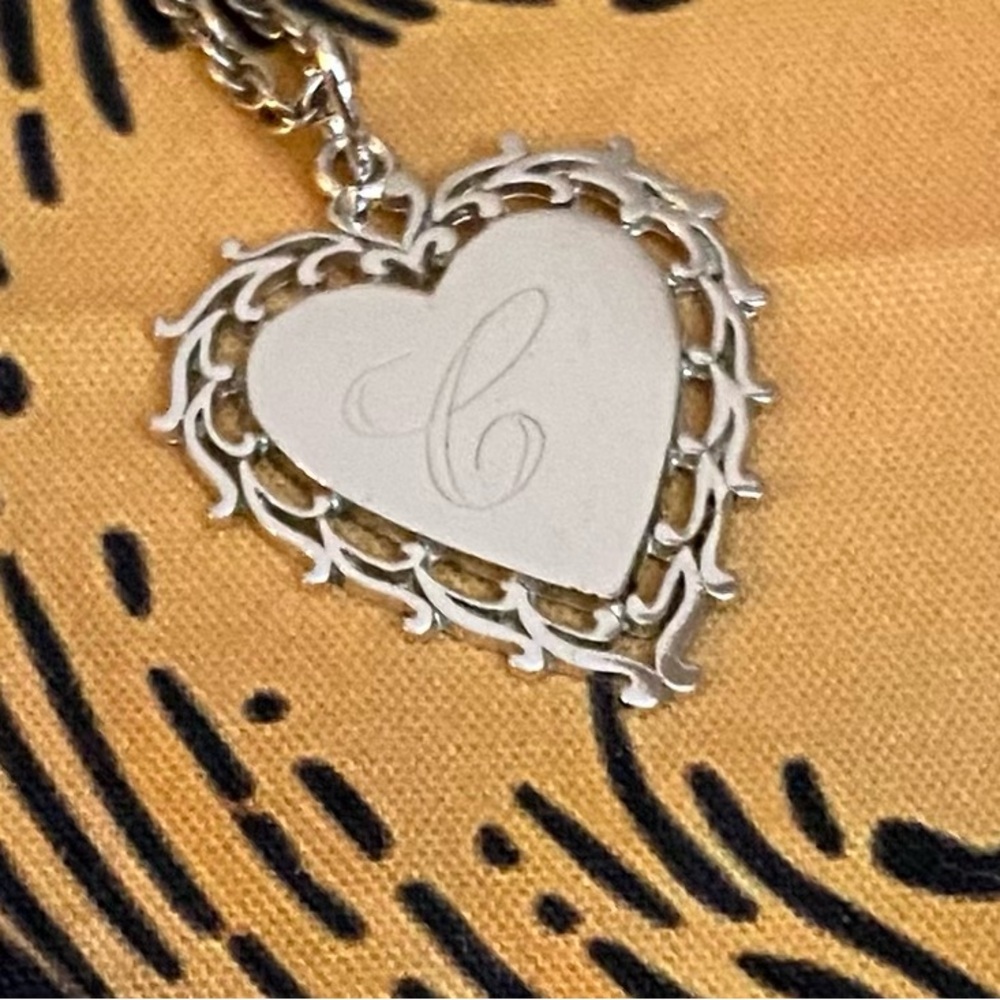 Vintage 925SS Heart with "C" engraved initial No negotiations required!